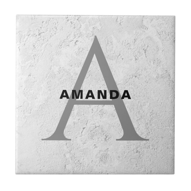 Initial monogram professional plain add your name tile (Front)