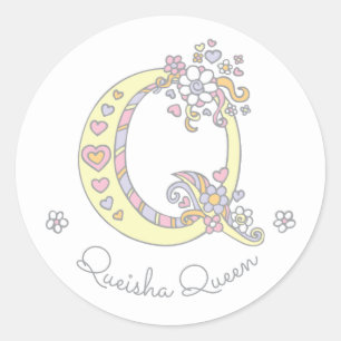Initial monogram Q custom name id name stickers