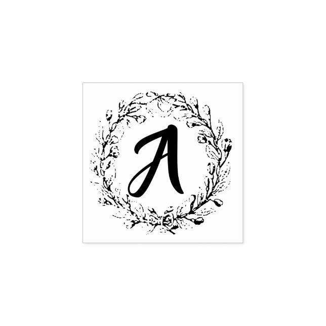 Initial Monogram Rubber Stamp Wreath - Create Own (Imprint)
