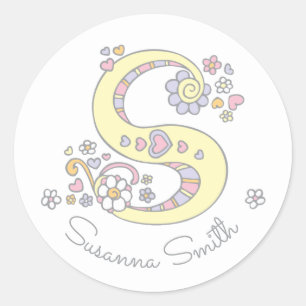 Initial monogram S custom name id name stickers
