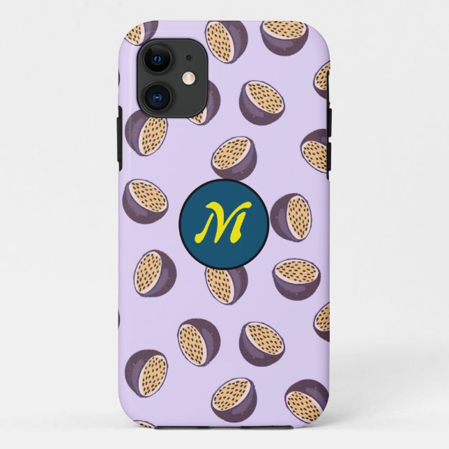 Initial monogrammed cute passion fruits purple Case-Mate iPhone case (Back)