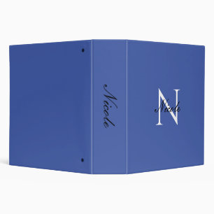 Initial Monogrammed Handwritten Own Name Blue Binder
