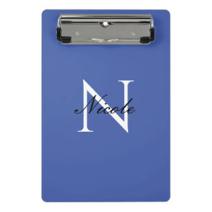 Initial Monogrammed Handwritten Own Name Blue Mini Clipboard