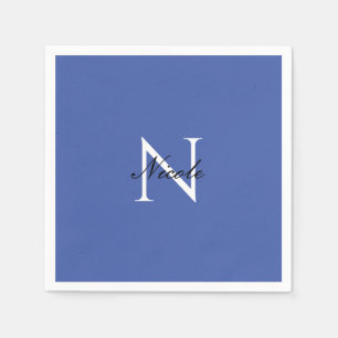 Initial Monogrammed Handwritten Own Name Blue Napkin