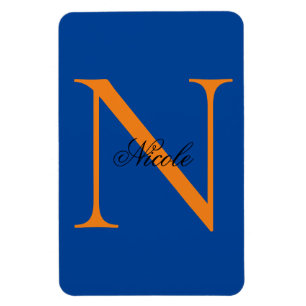 Initial Monogrammed Handwritten Own Name Deep Blue Magnet