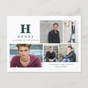 Initial multi photo graduate announcement green