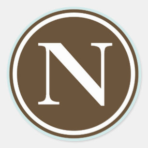 Initial N monogram circle letter seal party favour