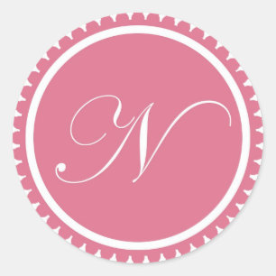 Initial N princess pink monogram seal party favour