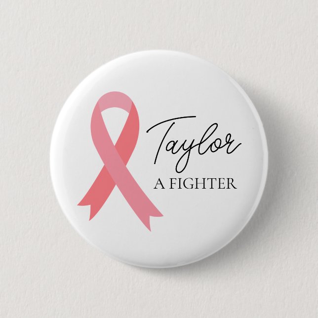 Initial Name Breast Cancer Fighter 2 Inch Round Button (Front)