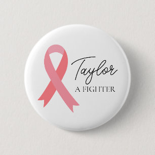 Initial Name Breast Cancer Fighter 2 Inch Round Button