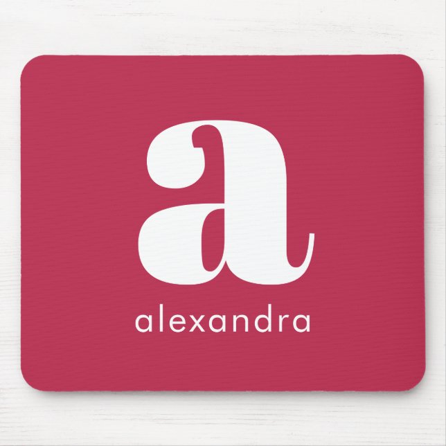 Initial Name Monogram Professional Simple Magenta  Mouse Pad (Front)