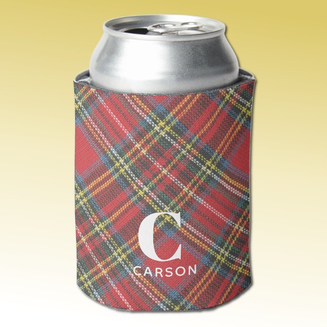 Initial Name, Stewart Tartan Plaid 12oz Can Cooler (Creator Uploaded)