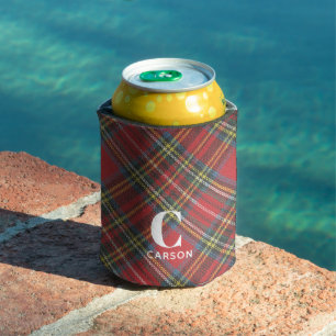Initial Name, Stewart Tartan Plaid 12oz Can Cooler