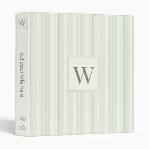Initial Neutral Dusty Blue Stripe Rustic Farmhouse Binder