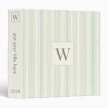 Initial Neutral Dusty Blue Stripe Rustic Farmhouse