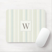 Initial Neutral Dusty Blue Stripe Rustic Farmhouse