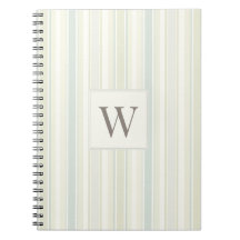 Initial Neutral Dusty Blue Stripe Rustic Farmhouse