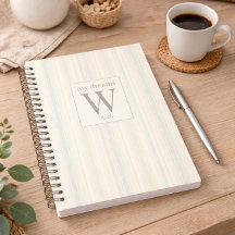 Initial Neutral Dusty Blue Stripe Rustic Farmhouse