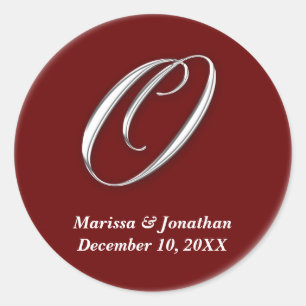 Initial O wine red monogram custom name favour sea Classic Round Sticker