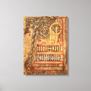 Initial page from the Lichfield Gospels, c.720 Canvas Print