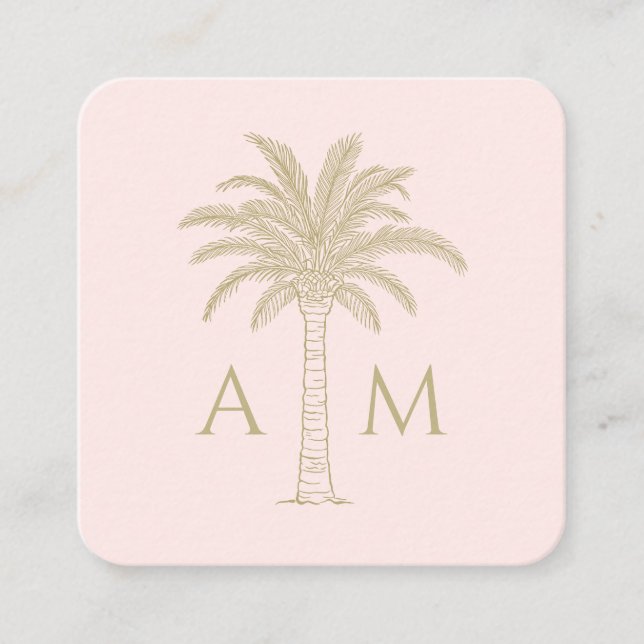 Initial Palm Wedding Favour Tag Enclosure Card (Front)