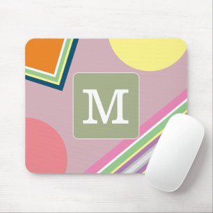 Initial pastel colour block Cute geometric for her Mouse Pad