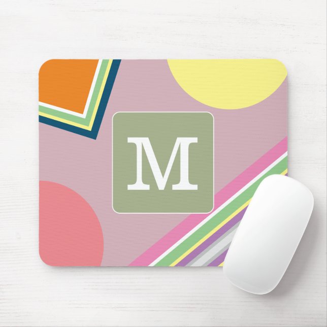 Initial pastel colour block Cute geometric for her Mouse Pad (With Mouse)