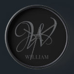 Initial Personalized Elegant Black Grey Monogram  Clock<br><div class="desc">Simple stylish custom initial monogram in modern typography. Perfect custom gift with a personal touch</div>