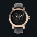 Initial Personalized Elegant Black Grey Monogram Watch<br><div class="desc">Simple stylish custom initial monogram in modern typography. Perfect custom gift with a personal touch</div>