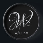 Initial Personalized Elegant Black Monogram  Clock<br><div class="desc">Simple stylish custom initial monogram in modern typography. Perfect custom gift with a personal touch</div>