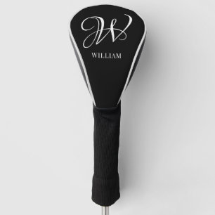 Initial Personalized Elegant Black Monogram  Golf Head Cover