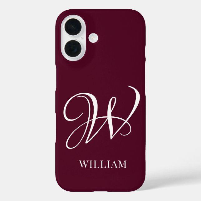 Initial Personalized Elegant Burgundy Monogram  Case-Mate iPhone Case (Back)
