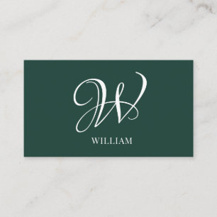 Initial Personalized Elegant Emerald Monogram  Business Card