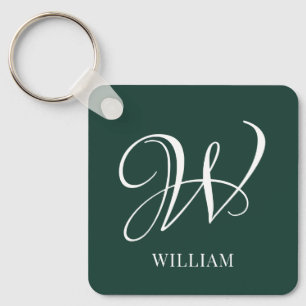 Initial Personalized Elegant Emerald Monogram  Keychain