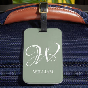 Initial Personalized Elegant Emerald Monogram  Luggage Tag
