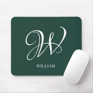 Initial Personalized Elegant Emerald Monogram Mouse Pad