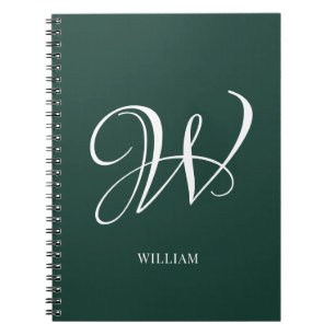 Initial Personalized Elegant Emerald Monogram Notebook