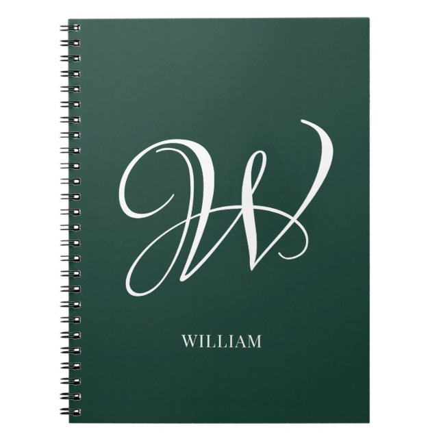 Initial Personalized Elegant Emerald Monogram  Notebook (Front)