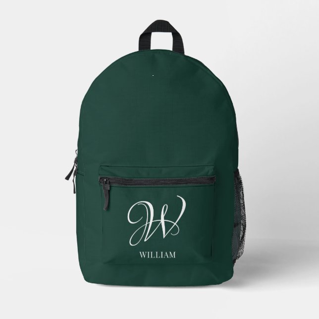 Initial Personalized Elegant Emerald Monogram  Printed Backpack (Front)