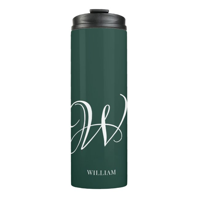 Initial Personalized Elegant Emerald Monogram  Thermal Tumbler (Front)