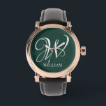 Initial Personalized Elegant Emerald Monogram Watch<br><div class="desc">Simple stylish custom initial monogram in modern typography. Perfect custom gift with a personal touch</div>