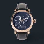 Initial Personalized Elegant Navy Blue Monogram Watch<br><div class="desc">Simple stylish custom initial monogram in modern typography. Perfect custom gift with a personal touch</div>