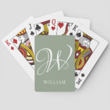 Initial Personalized Elegant Sage Green Monogram 