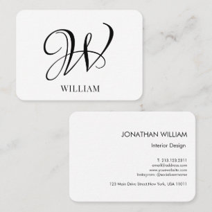 Initial Personalized Elegant White Monogram Business Card