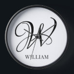 Initial Personalized Elegant White Monogram Clock<br><div class="desc">Simple stylish custom initial monogram in modern typography. Perfect custom gift with a personal touch</div>