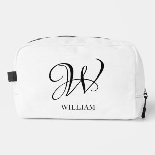 Initial Personalized Elegant White Monogram Dopp Kit