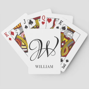 Initial Personalized Elegant White Monogram Playing Cards