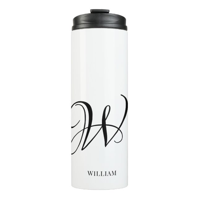 Initial Personalized Elegant White Monogram  Thermal Tumbler (Front)