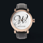 Initial Personalized Elegant White Monogram Watch<br><div class="desc">Simple stylish custom initial monogram in modern typography. Perfect custom gift with a personal touch</div>