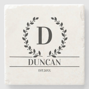 Initial Personalized Wedding Gift Newlywed Couples Stone Coaster